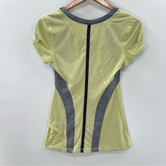 Lululemon Tech Top Yellow Short Puff Sleeve Running Activewear Cinch Waist - Picture 5 of 6